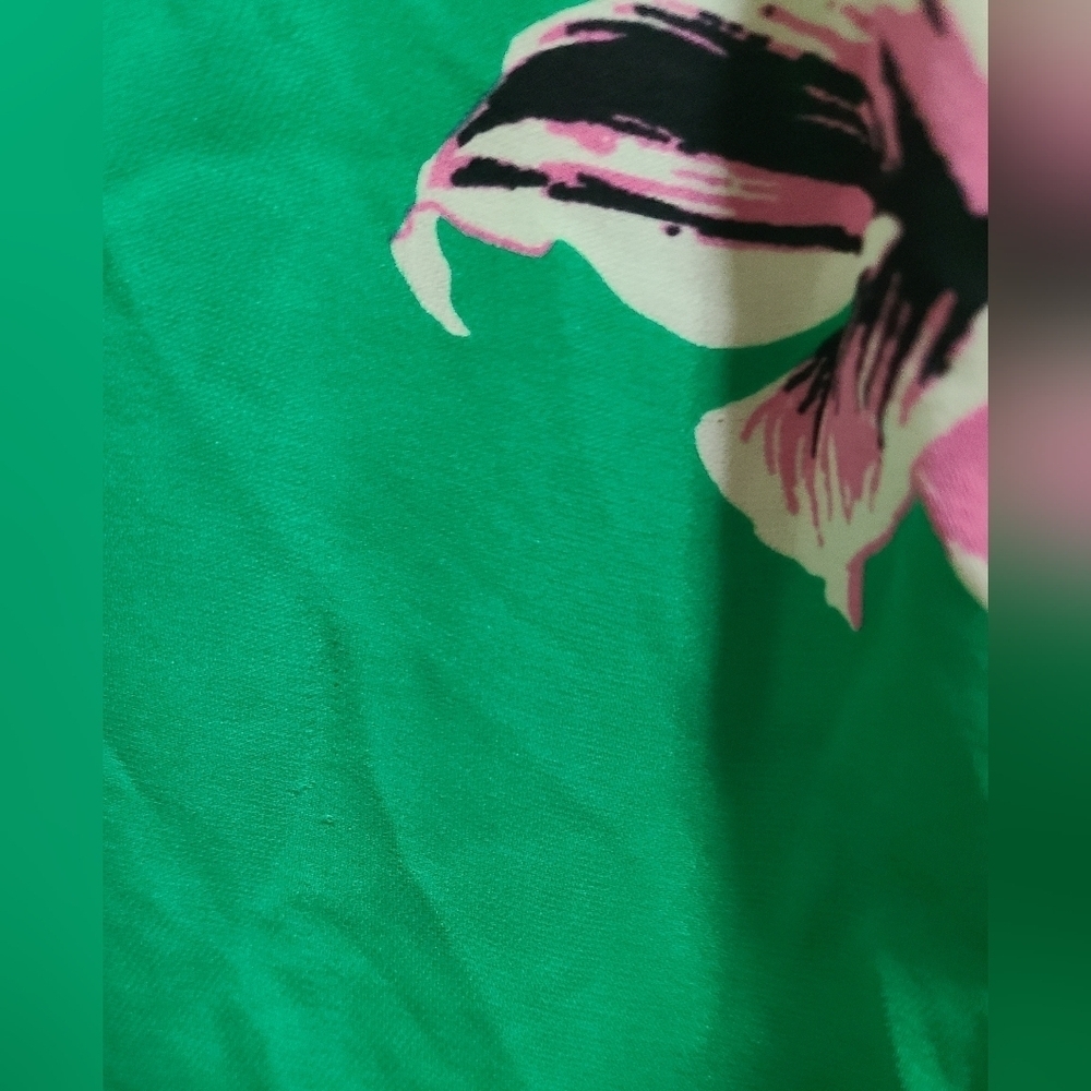 J. Crew 100% Silk Blouse Women's Size 0 Green Floral Short Sleeve Open Back - Picture 6 of 9